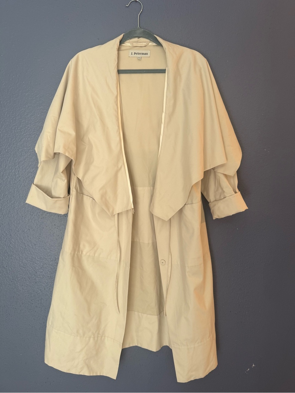J. Peterman Cream Draped vintage Trench Coat
